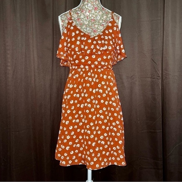 Xhilaration  NWOT Burned Orange Floral Dress - Picture 1 of 10